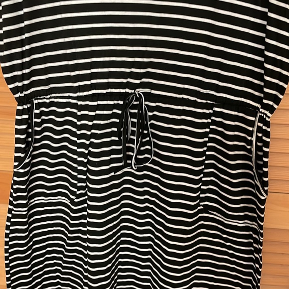 Plus Size Black and White Striped Dress - Picture 3 of 6